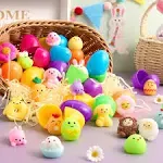 24 Pcs Mochi Squishy Toy Prefilled Easter Eggs, Squeeze Toy Fillers for Easter E