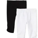 Baby 2 Pack and Toddler Girls Leggings, White/Black, 18-24 Months