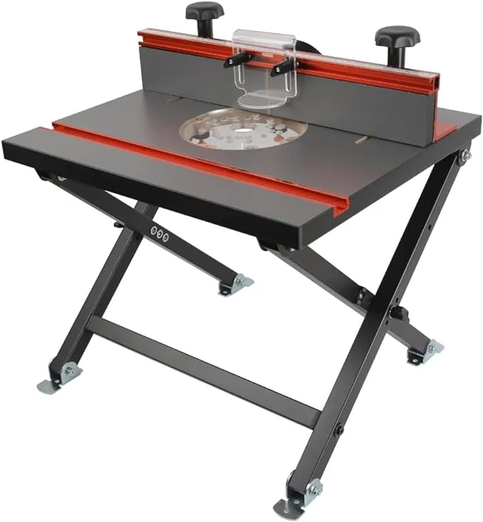 O'SKOOL Quick Convertible and Foldable Benchtop Trim Router Table with Insert Plate Kit