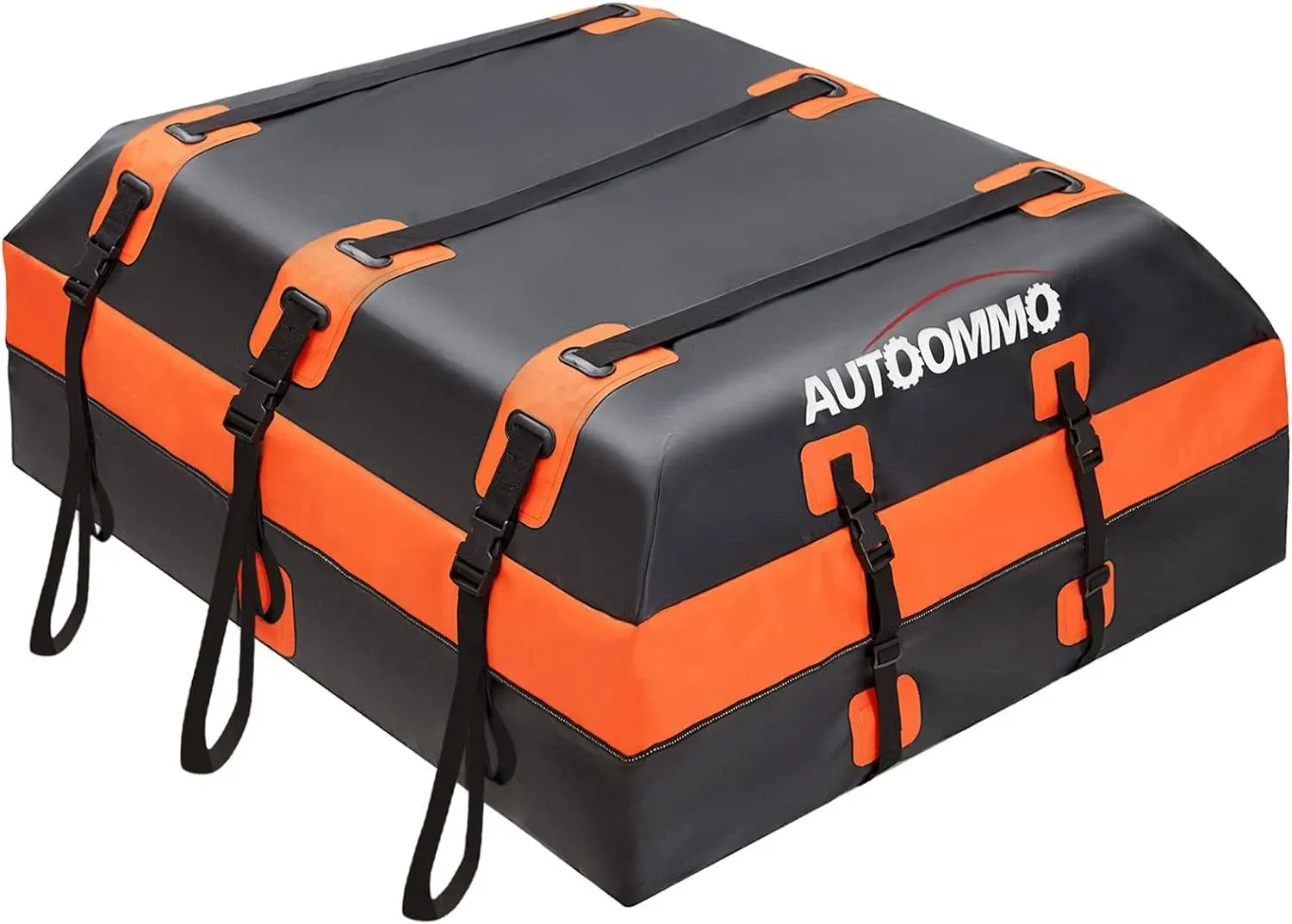 AUTOOMMO 19 Cubic Rooftop Cargo Carrier, Waterproof & Strength Anti-Tear Car Roof Top Carrier, 10 Heavy-Duty Straps for All Vehicles with/Without Rack, Includes Anti-Slip Mat,6 Door Hooks,Luggage Lock