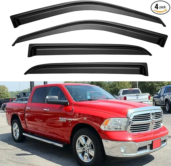 For 2009-2018 Dodge Ram 1500 2500 3500 Crew Cab Window Vent Visors Rain Guards-