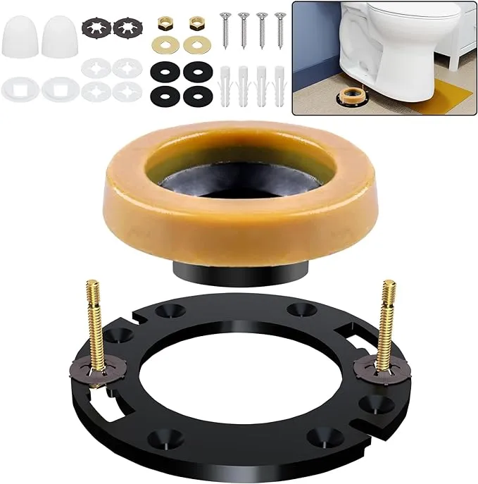 boeemi Toilet Flange with Wax Ring Includes Flange and Bolts for Floor Outlet ...