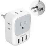 Australia New Zealand Power Adapter USB C, TESSAN Australia Travel Adaptor with 4 American Outlets 3 USB Charger (1 USB C Port), Type I Plug Converter for US to Australian China Argentina Fiji AU