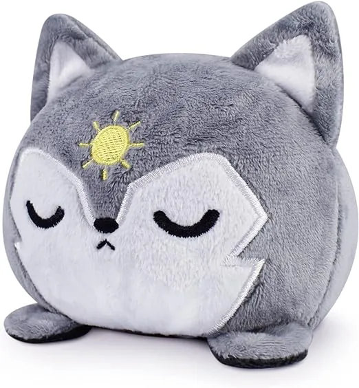 Teeturtle - The Original Reversible Wolf Plushie - Sun + Moon - Cute Sensory Fidget Stuffed Animals That Show Your Mood