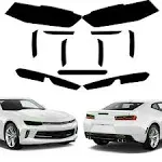 Precut Vinyl Overlay Tint Kit Film Fit for Chevy Camaro 2016-2018 Headlights Taillight with Gloss Dark Smoke Wrap Cover Vinyl Decals Exterior