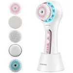 Facial Cleansing Brush Red &amp; Blue LED Light Skin Care Device Rechargeable