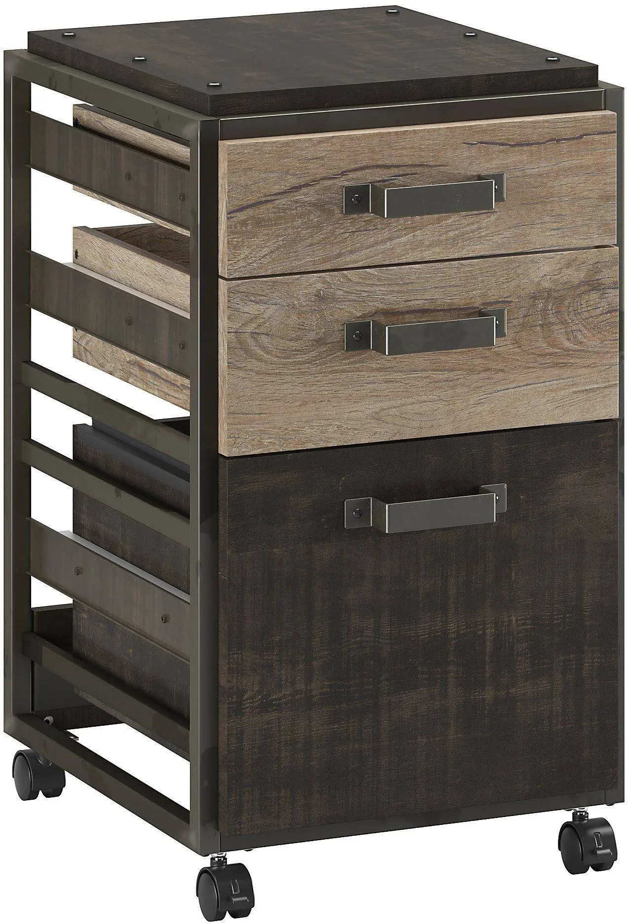 Bush Furniture Refinery Rustic Gray 3 Drawer Mobile File Cabinet