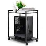 Liitrton Computer Tower Stand, 2-Tier CPU Stand PC Stand with Lockable Wheels Under Desk for Office Home (L)