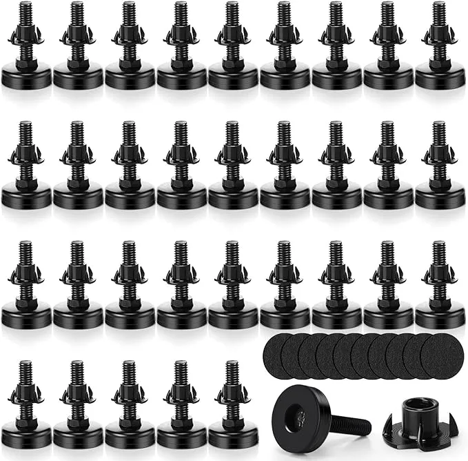 Pinkunn 32 Pieces Adjustable Leveling Feet with T- Nut Kit 3 8A -16 Thread ...