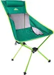 Cascade Mountain Tech Outdoor High Back Lightweight Camp Chair with Headrest and Carry Case - Green