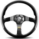 Momo Tuner Steering Wheel 350 mm - Black Leather/Red Stitch/Anth Spokes