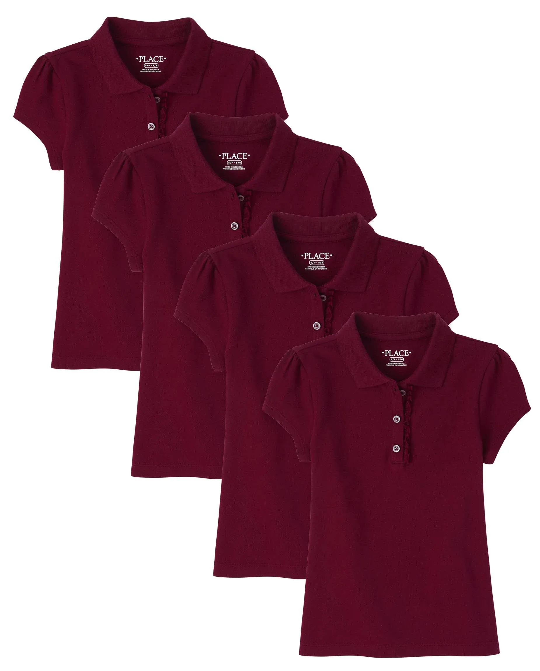 The Children's Place Girls Short Sleeve Ruffle Pique Polo Multipack