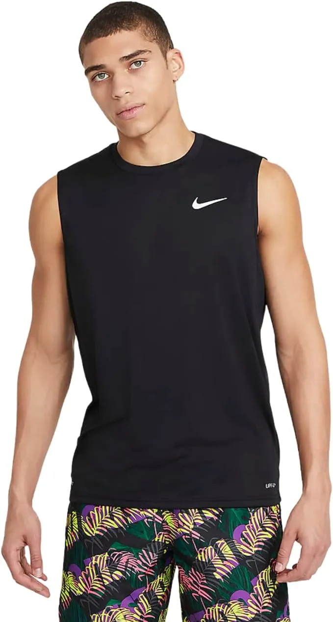 Nike Swim Men&#039;s Sleeveless Hydroguard Swim Shirt Black