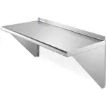 16 Gauge 12" x 24" NSF Stainless Steel Kitchen Wall Mount Shelf w/ Backsplash