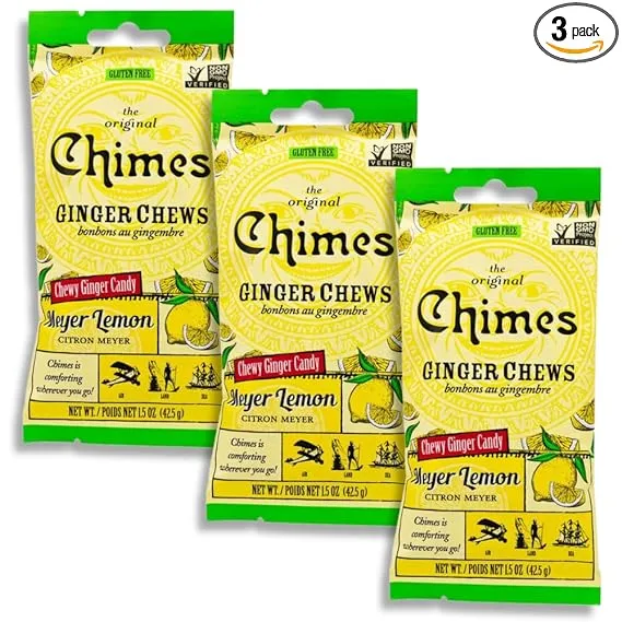 Seasonal Original Chimes Ginger Chews Meyer Lemon Chewy Candy, 1.5 oz (Pack of 3)