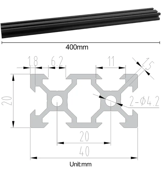 2040 V Aluminum Extrusion, 2PCS 200mm 2040 V Slot European Standard Anodized Black Aluminum Profile Extrusion Linear Rail for 3D Printer and CNC Machine DIY Projects- Black