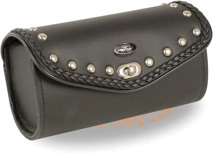 Milwaukee Performance SH49903-Black PVC Large Braid and Studded Windshield Bag with Turn Clasp