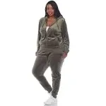 White Mark Plus Size 2 Piece Velour Tracksuit Set