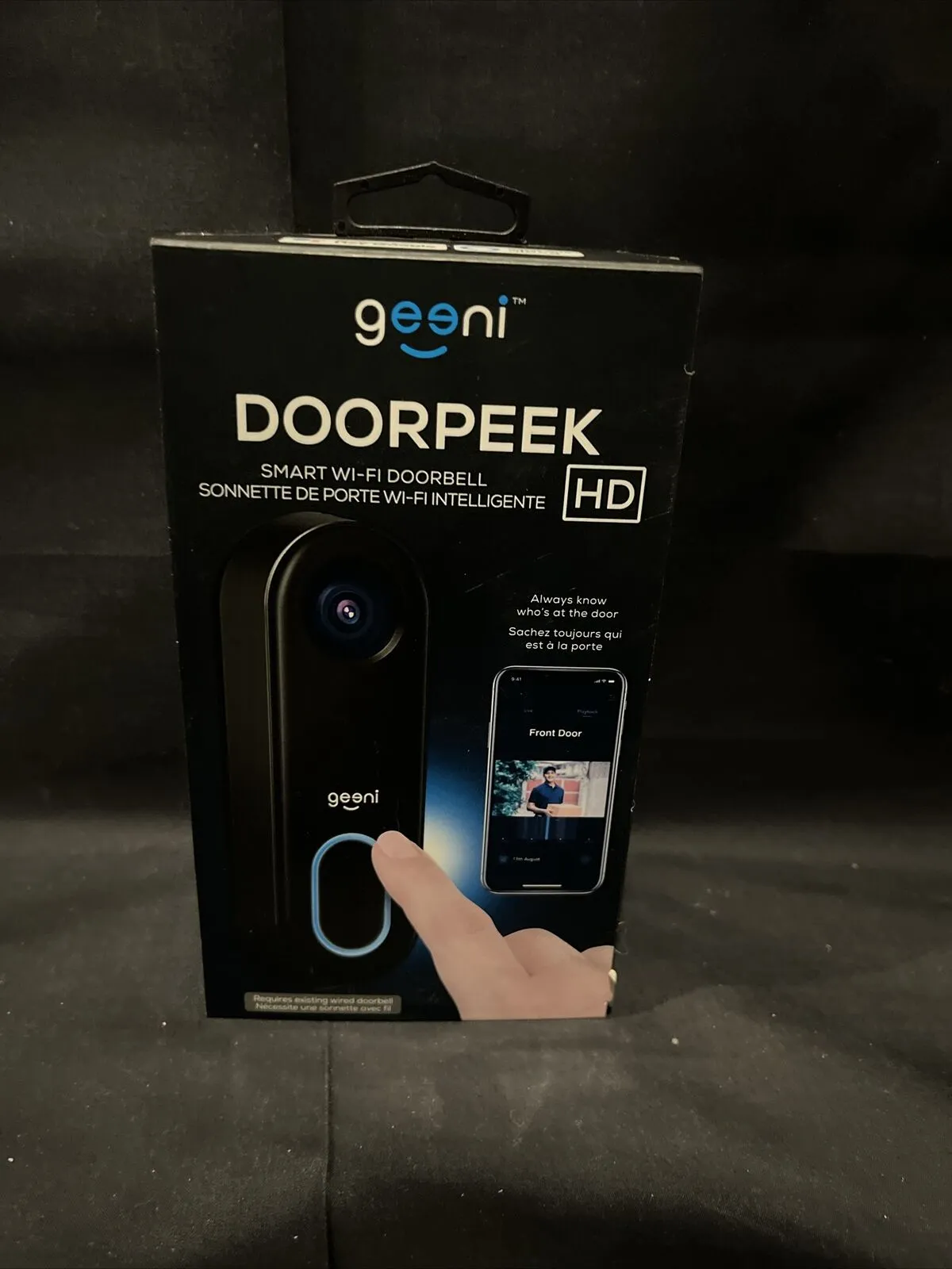 NEW Geeni Doorpeek 1080p Smart WiFi Doorbell Black GNC-CW025-101