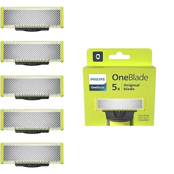 Philips OneBlade 5 Stainless Steel Original Replacement Blades Compatible with All OneBlade Electric Razors (Model QP250/50)