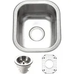 Houzer Club 13" Stainless Steel Undermount Single Bowl Bar Sink with Strainer