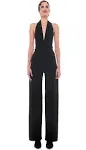 Shop Norma Kamali Halterneck V-neck Jumpsuit In Black