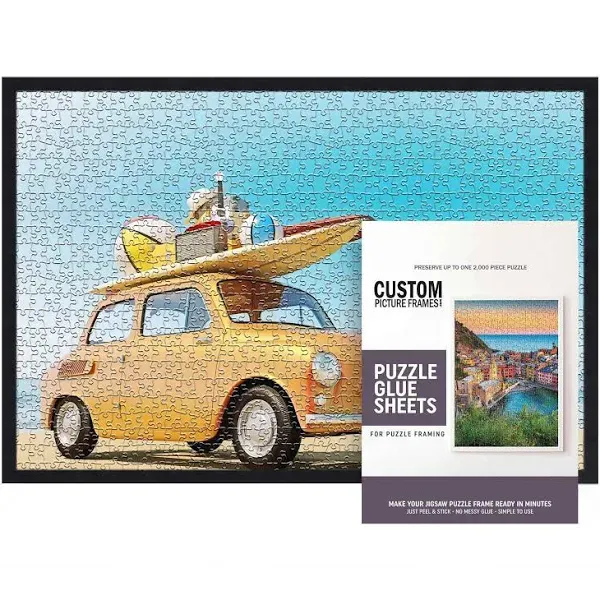 19.75x26.75 Puzzle Frame Kit with Glue Sheets | Black Mid Century Picture Frame | Real Wood with UV Resistant Acrylic Front | Made to Preserve and Display Puzzles Measuring 19.75x26.75 Inches