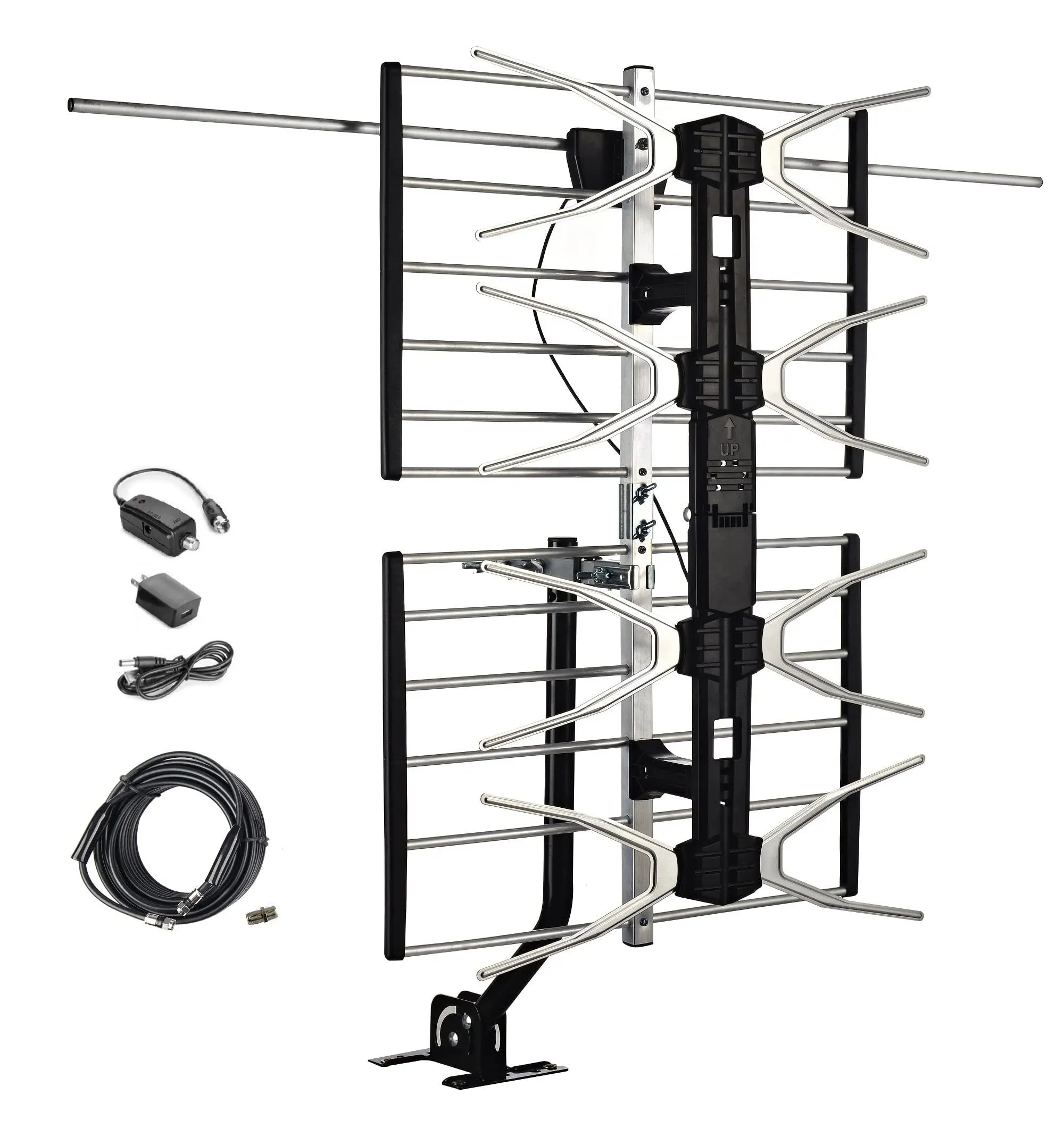 McDuory Digital HDTV Outdoor Amplified Antenna - 150 Miles Range - Mounting Pole ...