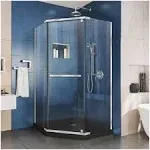 DreamLine Prism 36 in. x 74 3/4 in. Frameless Pivot Shower Enclosure, Chrome with Black Base Kit