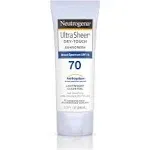 Neutrogena Ultra Sheer Dry-Touch Sunscreen Lotion, Broad Spectrum SPF 30 UVA/UVB Protection, Oxybenzone-Free, Light, Water Resistant, Non-Comedogenic ; Non-Greasy, Travel Size, 3 fl. oz (Pack of 2)