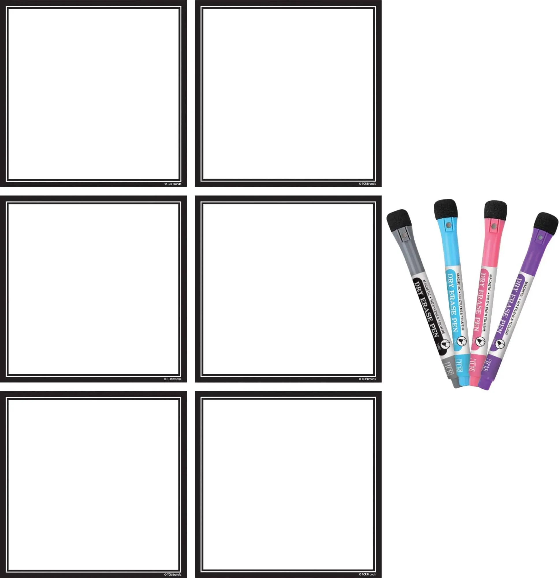 Teacher Created Resources Black & White Dry- Erase Magnetic Square Notes