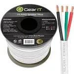 GearIT 14/4 Speaker Wire 14AWG Gauge Fire Safety in Wall Rated Audio Speaker Wire Cable / CL2 Rated / 4 Condu