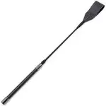 18&#034; Real Riding Crop Whip Genuine Leather Top for Equestrian Sports Black