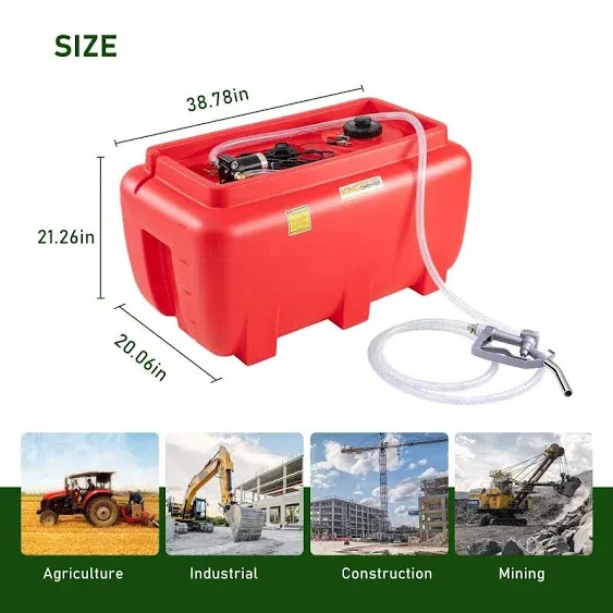 52 Gallon Gasoline Tank, Portable Gas Tank with 12V Electric Fuel Transfer Pump, Gasoline & Diesel Transfer Tank with 19ft Electric Wire & 3 Gears Padlock Manual Fuel Nozzle (Red)