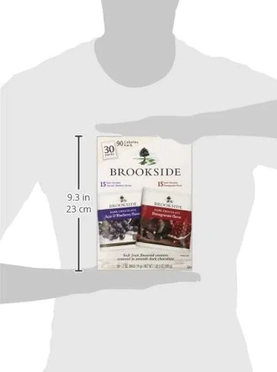 BROOKSIDE Dark Chocolate Candy Two Flavor Snack Pack, Pomegranate Flavor and Acai & Blueberry Flavors, 0.7 Ounce Package (30 Count)