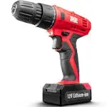 Ultra Steel 12V 1.3Ah Lithium-Ion 3/8” Cordless Drill Driver, 18+1 Position, LED Light, Keyless Chuck, 1-Year Warranty, Battery w/Charger Included (