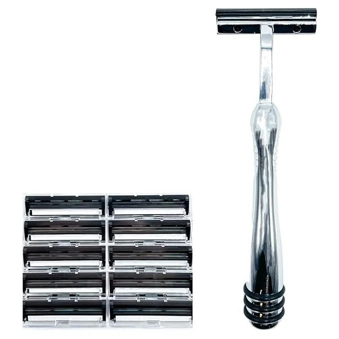 Super Safety Razors Taconic Shave’s Heavyweight All Metal Trac 2 (Trac II) Compatible Non-Pivoting Twin Blade Cartridge Razor – Shaving Razor with C