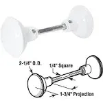 Prime-Line E 2319 Solid Brass Vintage Door Knob Spindle Set, 2-1/4 In. Outside Diameter, White (Single Pack)