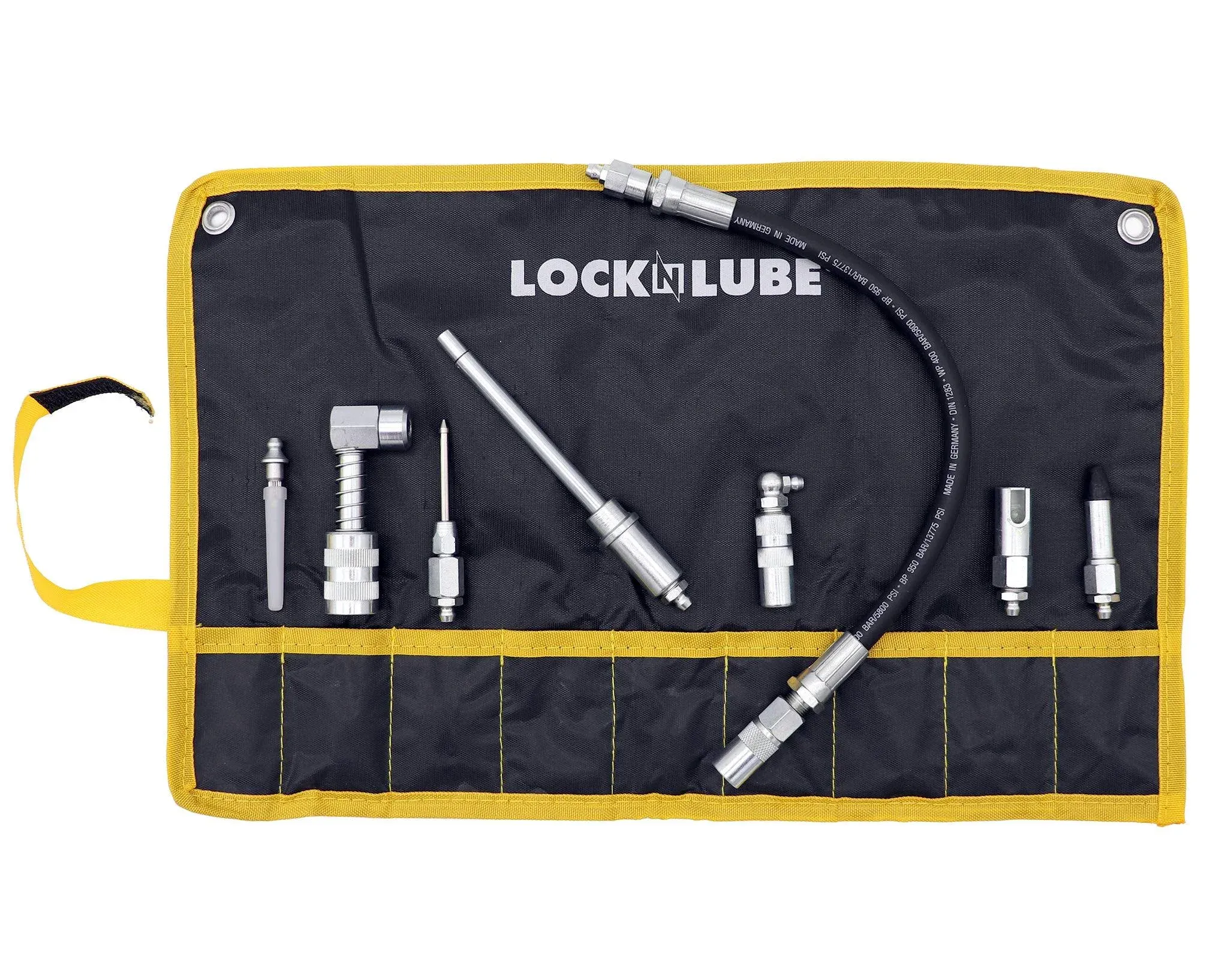 LockNLube 8-Piece Quick Connect Greasing Accessory Kit. Complete grease fittin