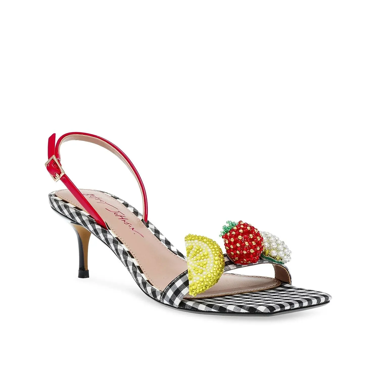 Betsey Johnson Colson Kitten Heel Sandal in Black Multi