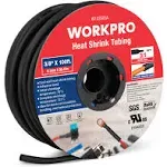 WORKPRO 100 FT 3/8" Heat Shrink Tubing, 3:1 Ratio Dual Wall Adhesive Lined Heat Wire Shrink Wrap Tubing, Industrial and Marine Grade Shrinking Cable Tube, Flame Retardant and Waterproof, Black