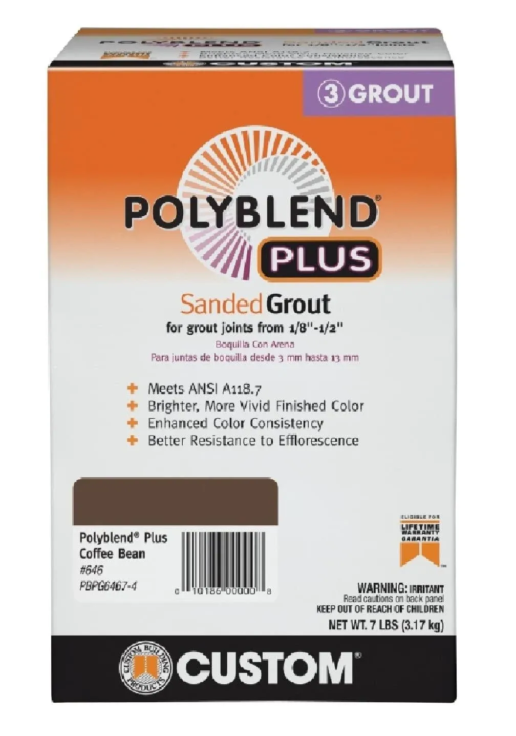 Polyblend Plus Sanded Grout, Coffee Bean, 7lb