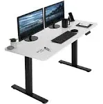 Vivo Electric Height Adjustable 60 x 24 inch Memory Stand Up Desk White Dry Erase Solid Onepiece Table Top Black Frame Stand