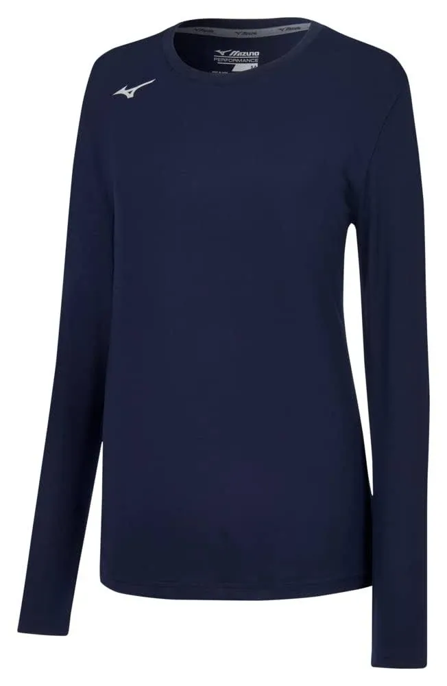 Mizuno Youth Girl's Long Sleeve Attack Tee, Navy / L