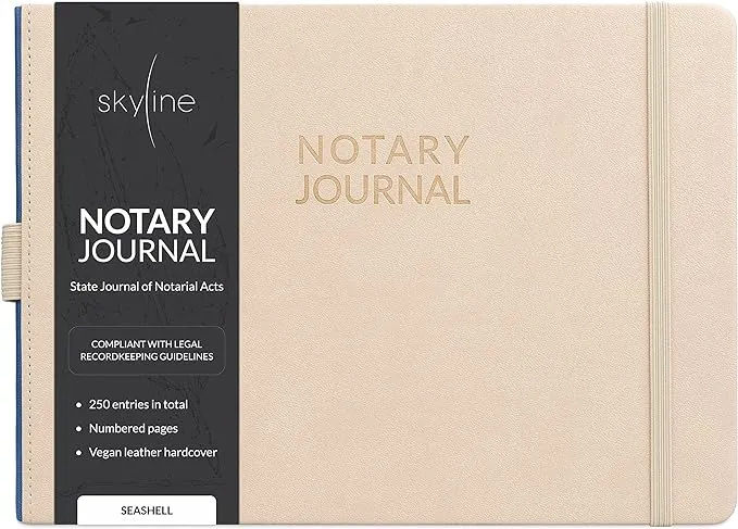 Skyline Notary Journal - Official Notary Public Record Book with Numbered Pages ...