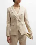 Veronica Beard Miller Linen Dickey Jacket | Khaki Melange | Size 16