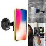 hula+ Shower/Mirror Phone Holder/Mount/Stand. Reusable Non-Residue Mount for Bathroom/Kitchen/Wall. Compatible with All Phones, Great Gift for TikTok/YouTube/Make Up… (Black)