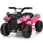 Kids Ride On ATV Quad Car 6V Battery Powered Electric Vehicle with LED Light and MP3 Pink