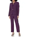 Le Suit Women's One Button Jacket and Elastic Back Pant Set, 8