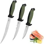 Mossy Oak 3-Piece Fishing Fillet Knife Set with Protective Sheath, Stainless Ste